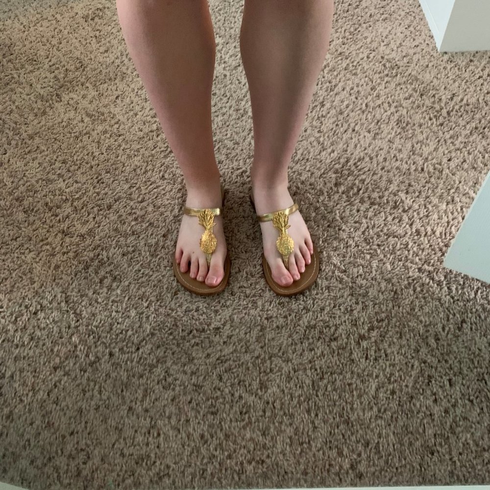 Lilly Pulitzer Gold Pineapple Sandals